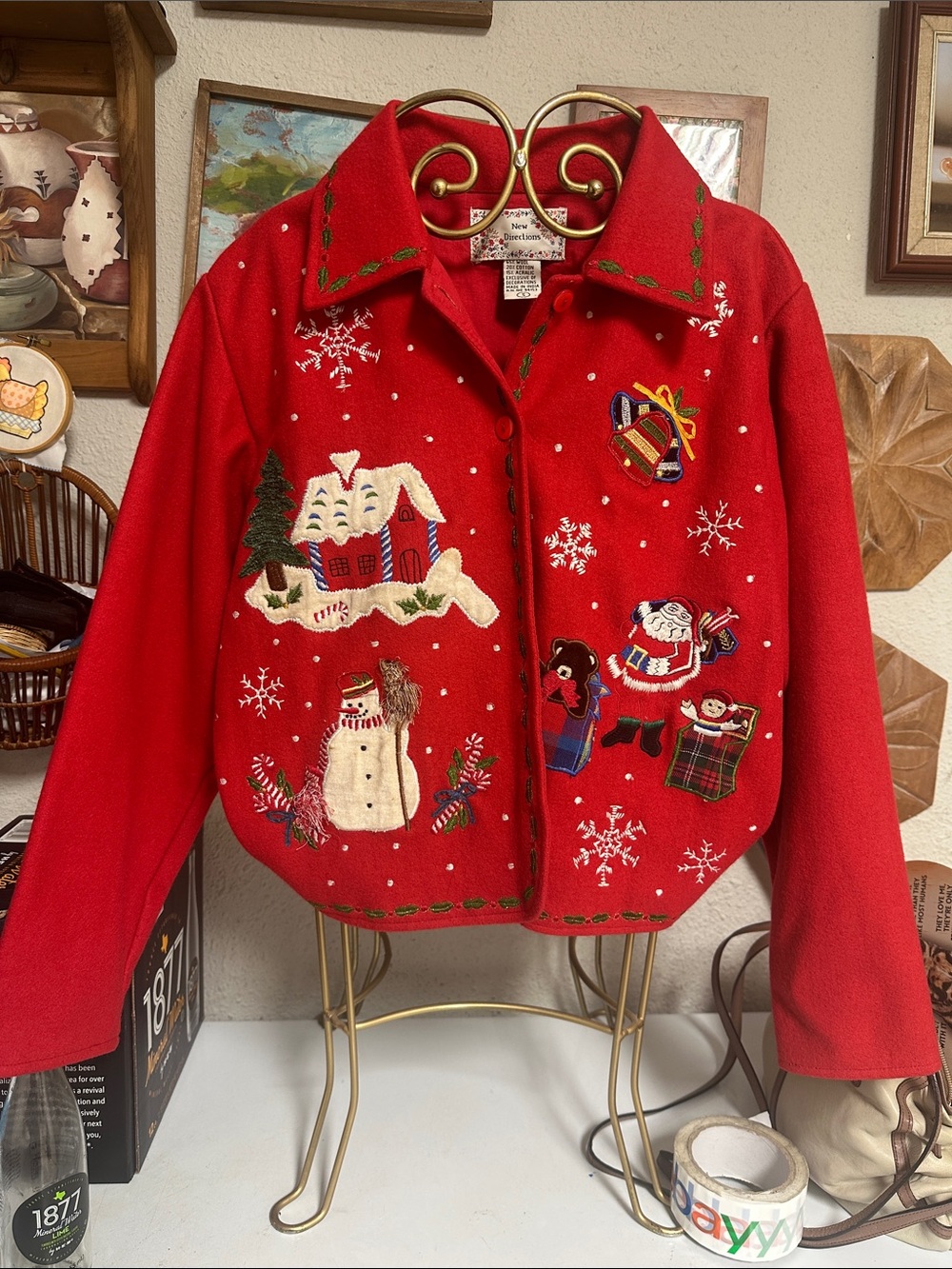 new directions Red Holiday Embroidered Puffer Jacket